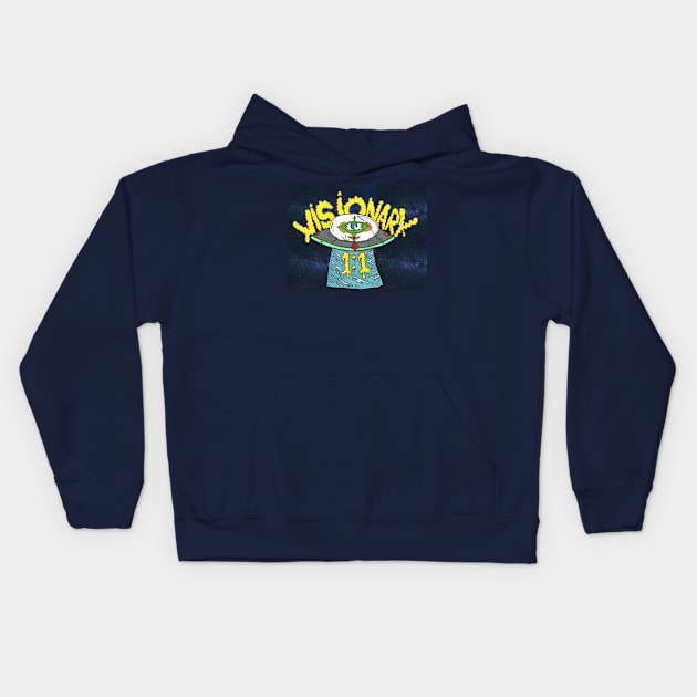 Visionary 1:1 Trippy Space Ride Kids Hoodie by Happy Rock Graphics 